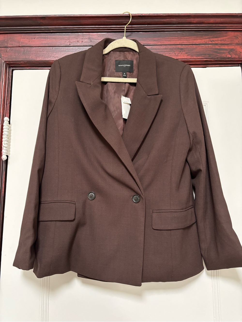 Banana Republic-Brown Double-Breasted Women's Blazer Jacket
